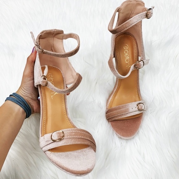 Boutique Item - Betani Shoes - Soft Pink / Blush Penelope 4” Velvet Heels